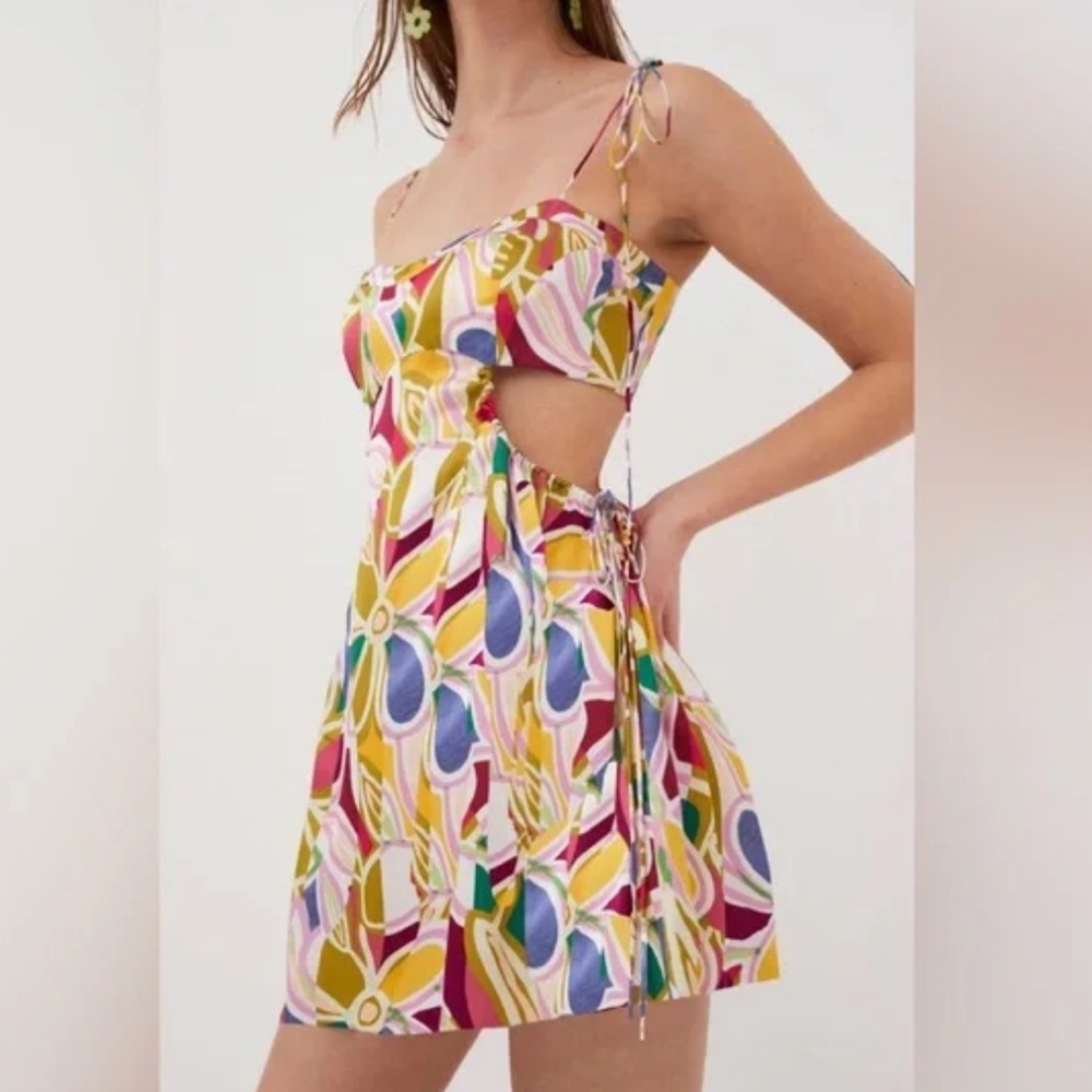 For Love & Lemons Multi-Colored Sleeveless Daisy Cutout Thora Mini Dress Size M